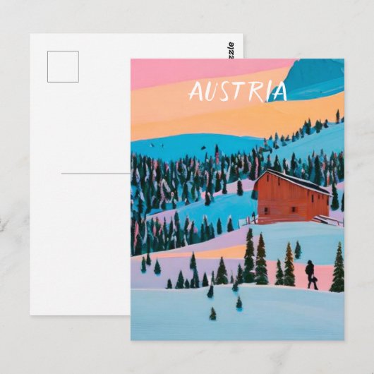 Österreich Ski Postkarte (Vorne/Hinten)