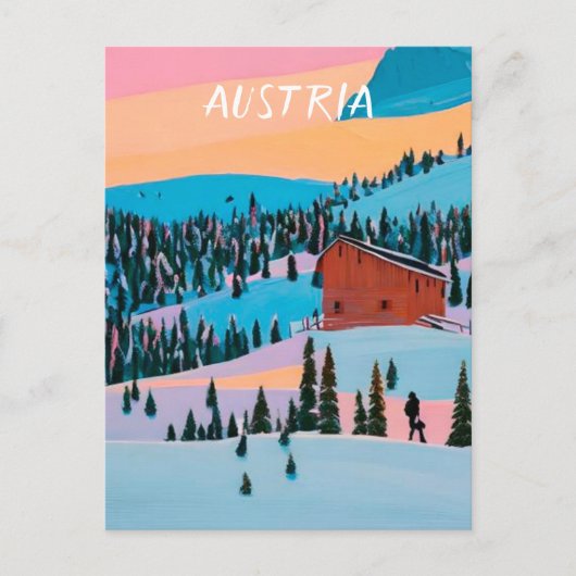 Österreich Ski Postkarte (Vorderseite)