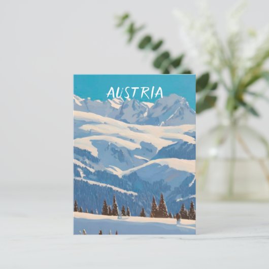 Österreich Ski Postkarte (Stehend Vorderseite)