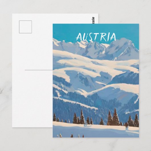 Österreich Ski Postkarte (Vorne/Hinten)