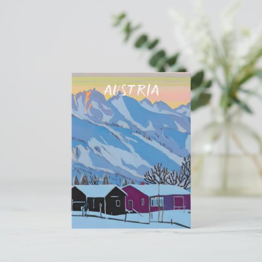 Österreich Ski Postkarte (Stehend Vorderseite)