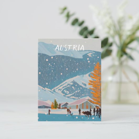Österreich Ski Postkarte (Stehend Vorderseite)