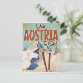 Österreich Skifahren Vintage Reiseplakat Postkarte (Stehend Vorderseite)