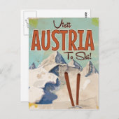 Österreich Skifahren Vintage Reiseplakat Postkarte (Vorne/Hinten)