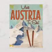 Österreich Skifahren Vintage Reiseplakat Postkarte (Vorderseite)