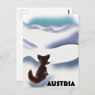 Österreich Skifahrplakat Postkarte