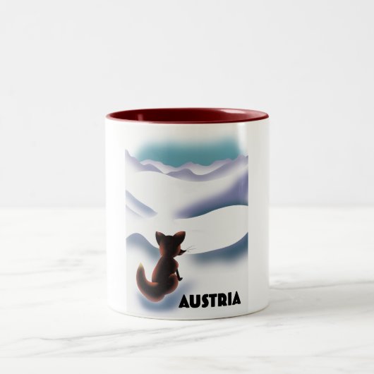 Österreich Skifahrplakat Zweifarbige Tasse (Mittel)