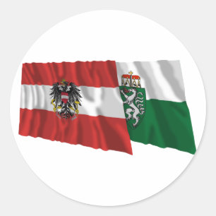 Österreich & Steiermark Waving Flags Runder Aufkleber