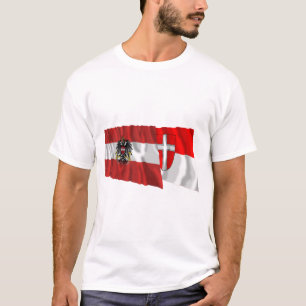 Österreich u. Wien wellenartig bewegende Flaggen T-Shirt