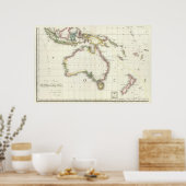 Österreich und Indonesien - vertiefte Karte Poster (Küche)