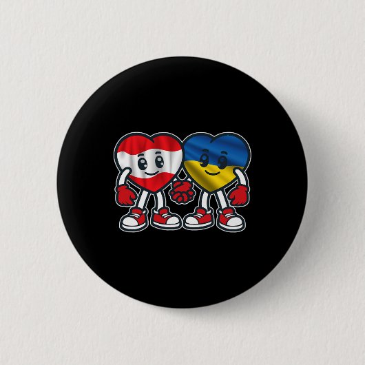 Österreich und Ukraine Herzen Freundschaft Button (Vorderseite)