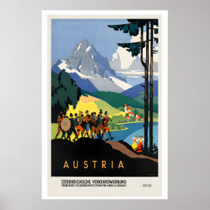 Österreich Vintage-Reiseposter - gerahmt ungerahm Poster