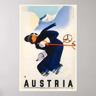Österreich Vintage-Skiplakat - Gerahmter Druck - L Poster