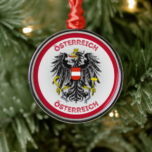 Österreich Wappen Kreisform  Ornament Aus Metall