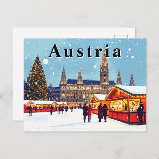 Österreich Wien Rathaus Winter Weihnachtsmarkt Postkarte (Vorne/Hinten)
