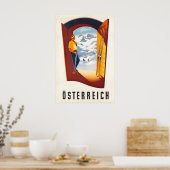 Österreich Winter Sport Vintage Skiposter Poster (Küche)