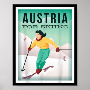 Österreich zum Skifahren Pistensau & Skihaserl Los Poster