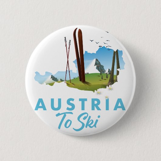 Österreich zum Skiplakat Button (Vorderseite)