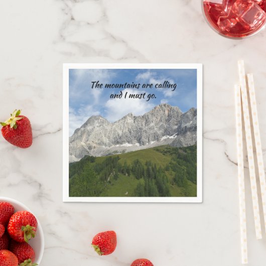 Österreichische Alpen mit Angebot Serviette (Beispiel)