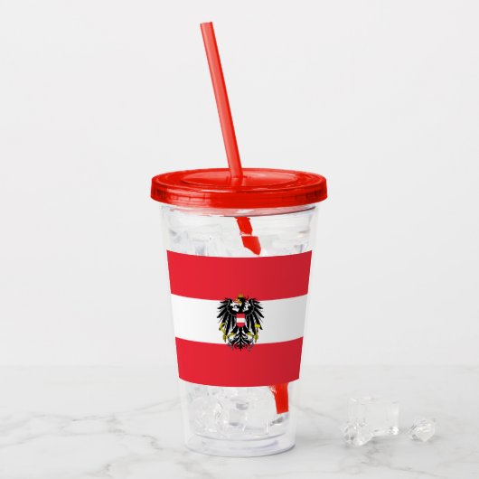 Österreichische Flagge Acryltrinkbecher (Vorderseite Ice)