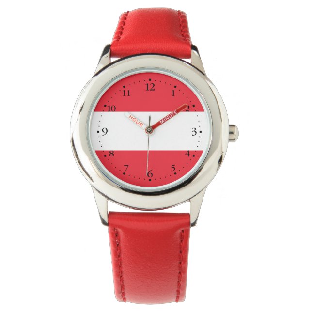 Österreichische Flagge Armbanduhr (Vorderseite)