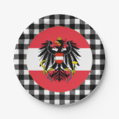 Österreichische Flagge, Büffel kariert & Österreic Pappteller (Vorderseite)