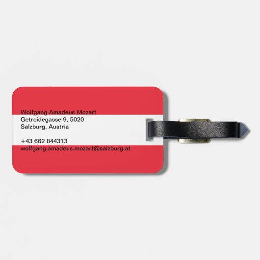 Österreichische Flagge Gepäckanhänger (Rückseite horizontal)