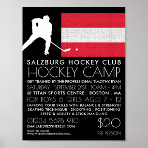 Österreichische Flagge, Hockey-Spieler, Camp-Werbu Poster