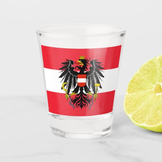 Österreichische Flagge / Österreicher Landpatrioti Schnapsglas (Vorderseite)