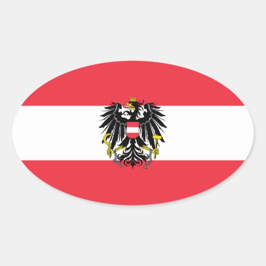 Österreichische Flagge Ovaler Aufkleber (Vorderseite)