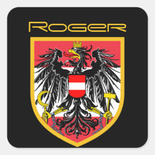 Österreichische Flagge Quadratischer Aufkleber