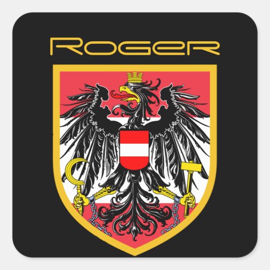 Österreichische Flagge Quadratischer Aufkleber (Vorderseite)