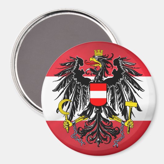 Österreichische Flagge und Wappen Magnet (Vorderseite/Rückseite)