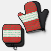 Österreichische Flaggenfarben mit Städten Ofenhandschuh & Topflappen-Set (Vorderseite/Rückseite)