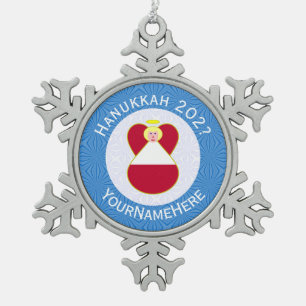 Österreichischer Engel Chanukka-Flagge Personalisi Schneeflocken Zinn-Ornament