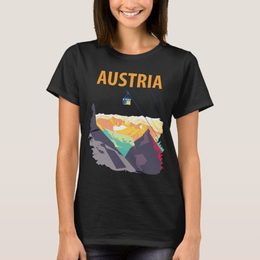 Österreichisches Alpen-Seilbahn-Panorama-Reise-T-S T-Shirt (Vorderseite)