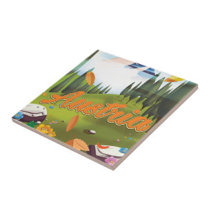 Österreichisches Cartoon-Reiseplakat Fliese