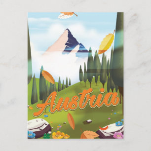 Österreichisches Cartoon-Reiseposter Postkarte