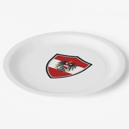 Österreichisches Schild-Kennzeichen Pappteller (Schrägansicht)