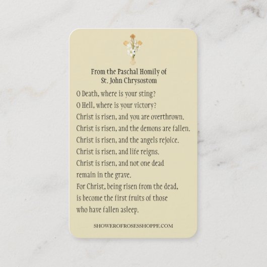 Osterreligiöses Paschal Gebet Heilige Karte (Rückseite)