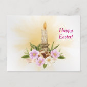 Osterrosa Blumenkerze Feiertagspostkarte (Vorderseite)