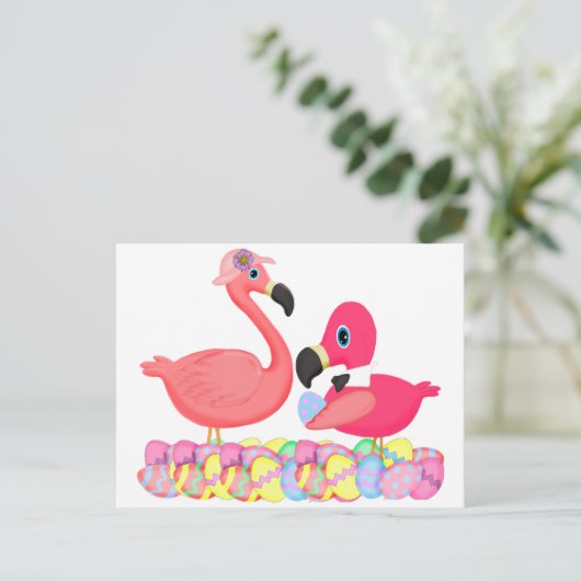 Osterrosa Flamingos Feiertagspostkarte (Stehend Vorderseite)