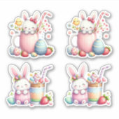 Osterrosa Leckereien Küken und Eier Aufkleber (Vorderseite)