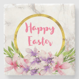 Osterrosa und Lila Wasserfarben Magnolien Steinuntersetzer