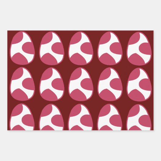 Osterrosa Weißes Ostereier Happy Oster Geschenkpapier Set (Vorderseite)