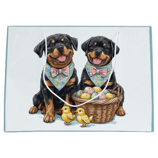 Osterrottweiler Hunde Osterhase Große Geschenktüte (Vorderseite)