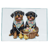 Osterrottweiler Hunde Osterhase Große Geschenktüte (Rückseite)