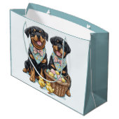 Osterrottweiler Hunde Osterhase Große Geschenktüte (Rückseite Schrägansicht)