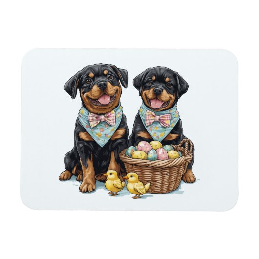 Osterrottweiler Hunde Osterhase Magnet (Horizontal)