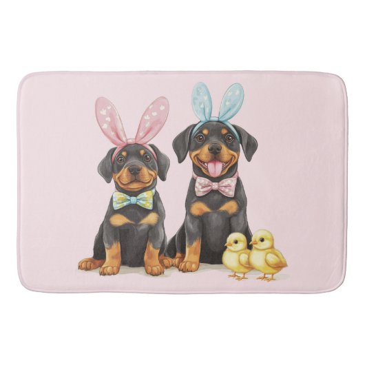 Osterrottweiler Hunde Sonnige Ohren Badematte (Vorderseite)